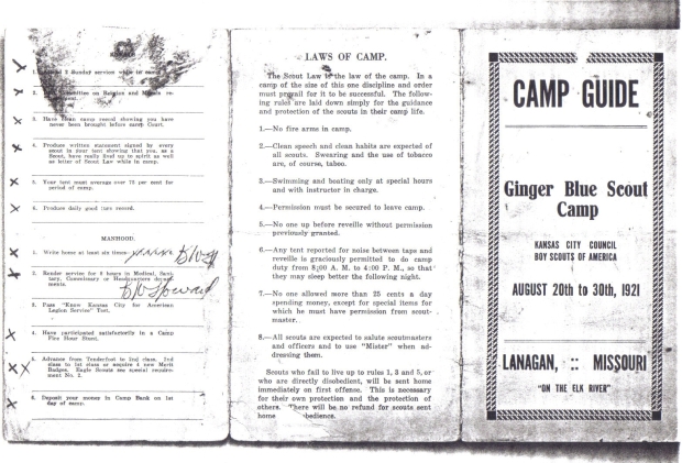 1921 Ginger Blue Scout Camp Camp Guide p.1